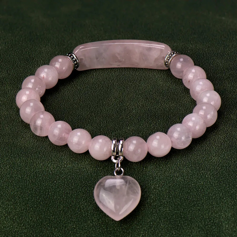 Natural Stone Crystal Bracelets Strand  Heart Italian Charm Beaded Matching Love Moonstone  Jade Summer For Women Jewelry Gift