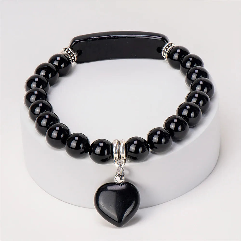 Natural Stone Crystal Bracelets Strand  Heart Italian Charm Beaded Matching Love Moonstone  Jade Summer For Women Jewelry Gift