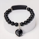 Natural Stone Crystal Bracelets Strand  Heart Italian Charm Beaded Matching Love Moonstone  Jade Summer For Women Jewelry Gift