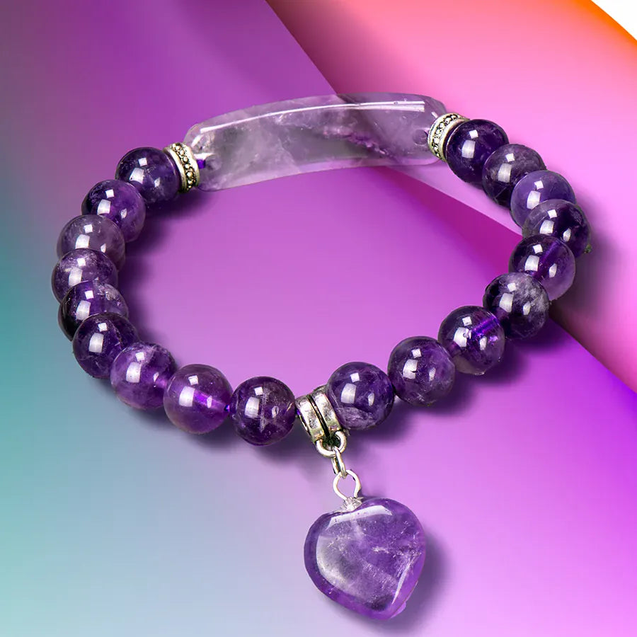Natural Stone Crystal Bracelets Strand  Heart Italian Charm Beaded Matching Love Moonstone  Jade Summer For Women Jewelry Gift
