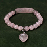 Natural Stone Crystal Bracelets Strand  Heart Italian Charm Beaded Matching Love Moonstone  Jade Summer For Women Jewelry Gift