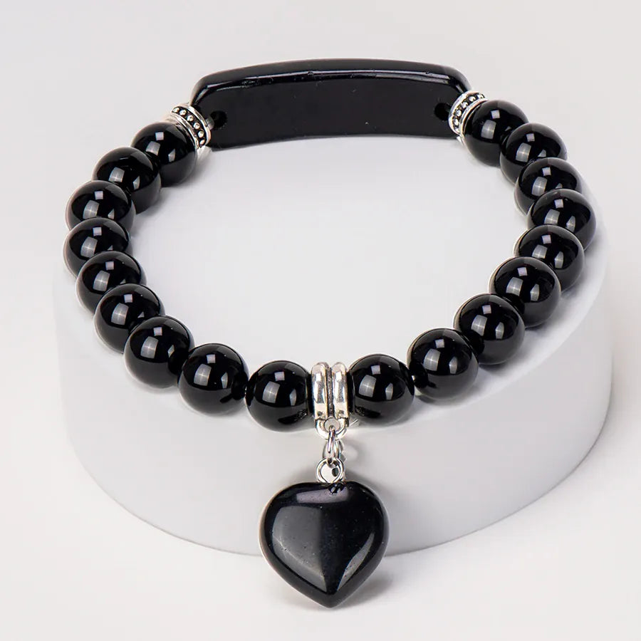 Natural Stone Crystal Bracelets Strand  Heart Italian Charm Beaded Matching Love Moonstone  Jade Summer For Women Jewelry Gift