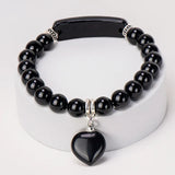 Natural Stone Crystal Bracelets Strand  Heart Italian Charm Beaded Matching Love Moonstone  Jade Summer For Women Jewelry Gift