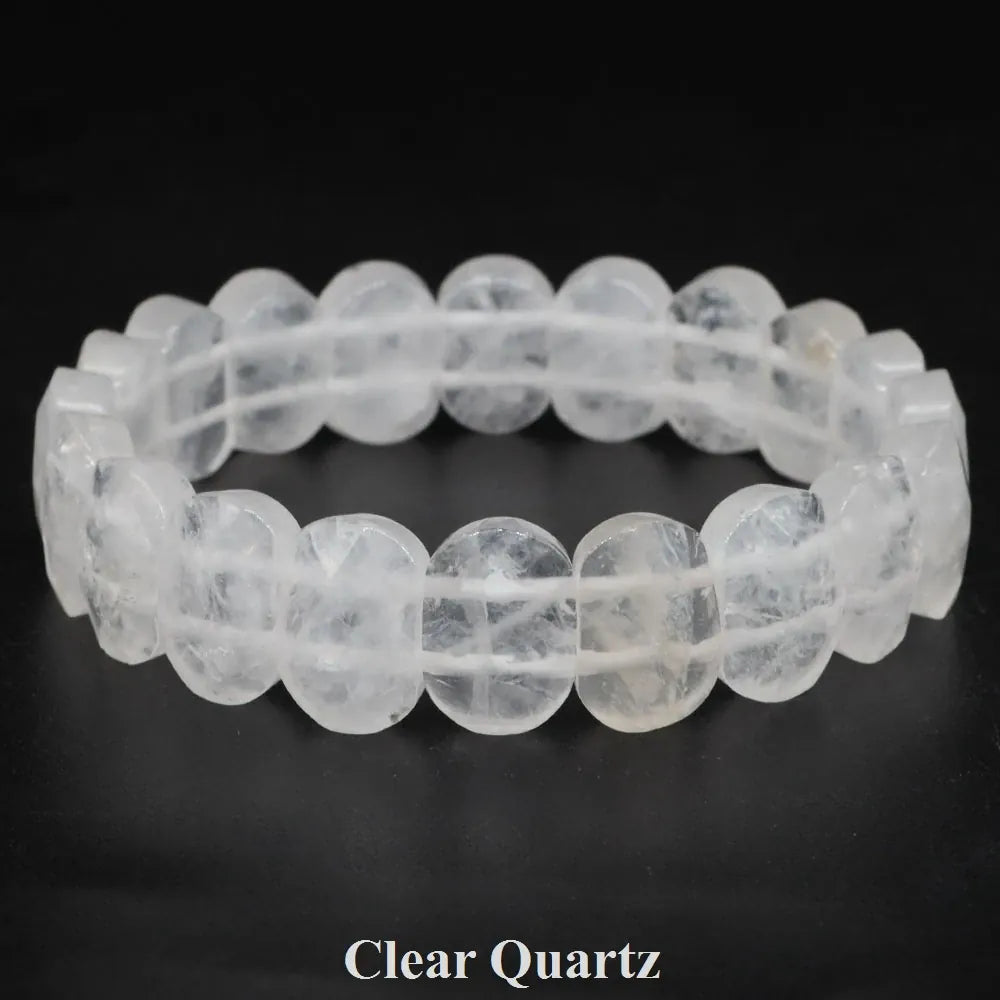 Natural Stone Square Beads Strand Bracelets Amethyst Rose Quartz Healing Crystal Rectangle Bangle Women Gemstone Jewelry Gifts