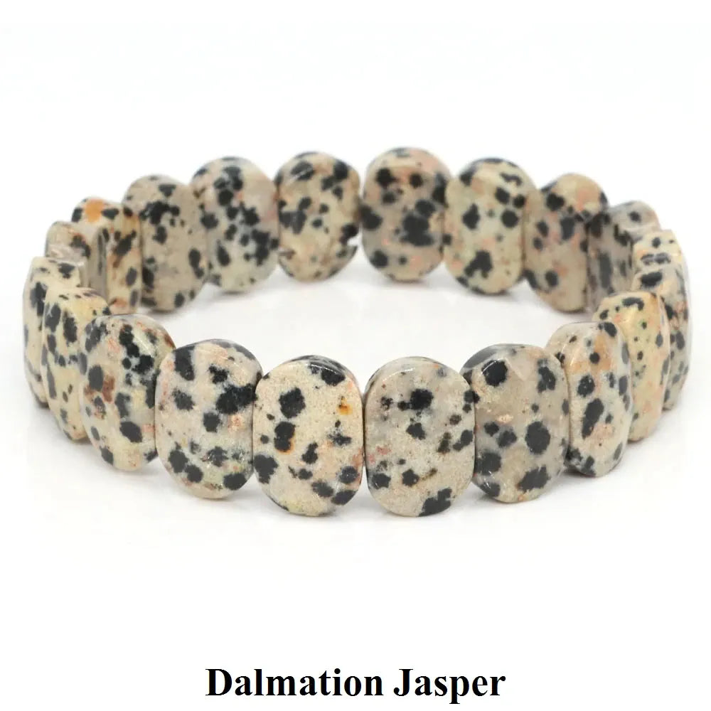 Natural Stone Square Beads Strand Bracelets Amethyst Rose Quartz Healing Crystal Rectangle Bangle Women Gemstone Jewelry Gifts
