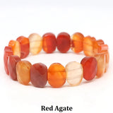 Natural Stone Square Beads Strand Bracelets Amethyst Rose Quartz Healing Crystal Rectangle Bangle Women Gemstone Jewelry Gifts