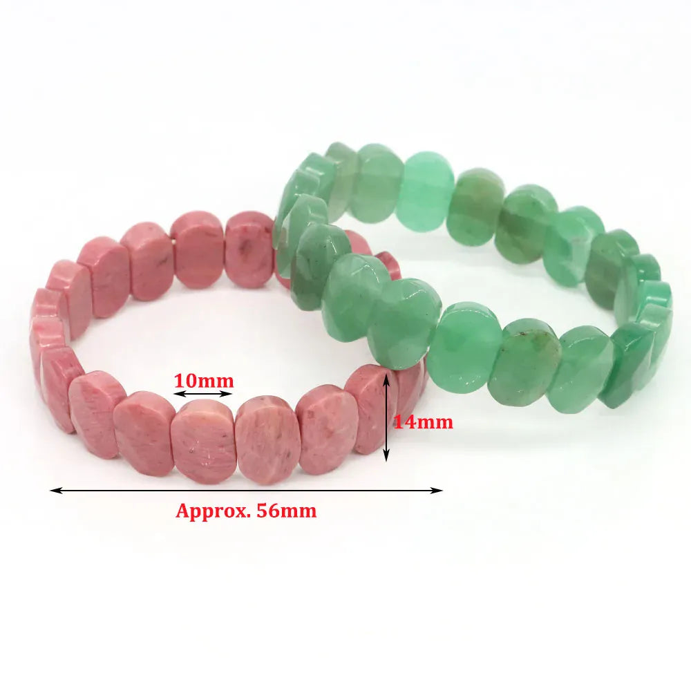 Natural Stone Square Beads Strand Bracelets Amethyst Rose Quartz Healing Crystal Rectangle Bangle Women Gemstone Jewelry Gifts