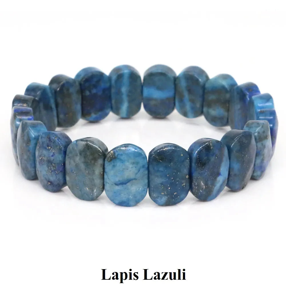 Natural Stone Square Beads Strand Bracelets Amethyst Rose Quartz Healing Crystal Rectangle Bangle Women Gemstone Jewelry Gifts