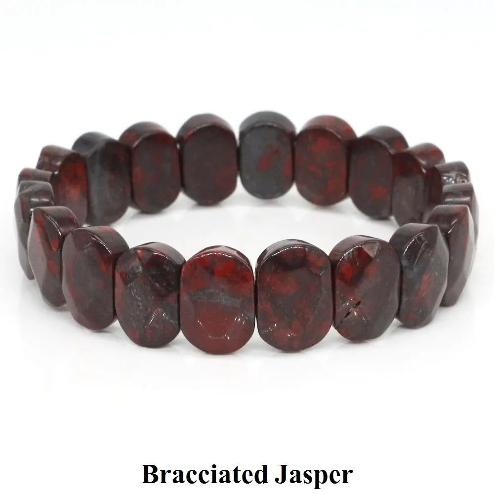 Natural Stone Square Beads Strand Bracelets Amethyst Rose Quartz Healing Crystal Rectangle Bangle Women Gemstone Jewelry Gifts