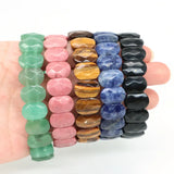 Natural Stone Square Beads Strand Bracelets Amethyst Rose Quartz Healing Crystal Rectangle Bangle Women Gemstone Jewelry Gifts