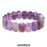 Natural Stone Square Beads Strand Bracelets Amethyst Rose Quartz Healing Crystal Rectangle Bangle Women Gemstone Jewelry Gifts