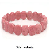 Natural Stone Square Beads Strand Bracelets Amethyst Rose Quartz Healing Crystal Rectangle Bangle Women Gemstone Jewelry Gifts