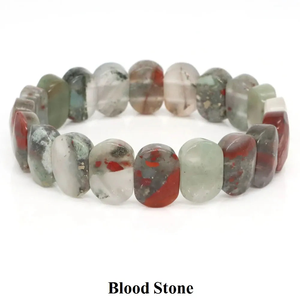 Natural Stone Square Beads Strand Bracelets Amethyst Rose Quartz Healing Crystal Rectangle Bangle Women Gemstone Jewelry Gifts