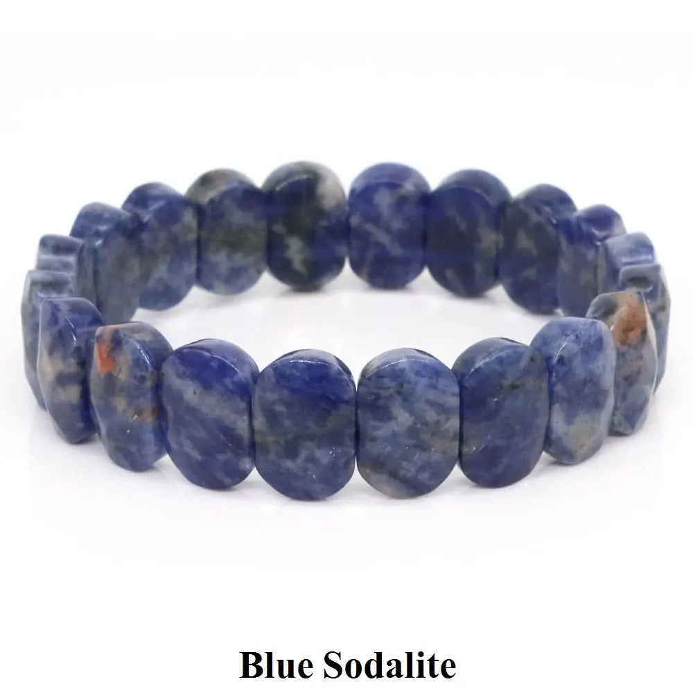 Natural Stone Square Beads Strand Bracelets Amethyst Rose Quartz Healing Crystal Rectangle Bangle Women Gemstone Jewelry Gifts