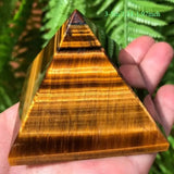 Natural Tiger'S Eye Jasper Crystal Pyramid with Golden-Brown Striations, Spiritual Stone for Home Decor, Reiki, Chakra Balancing