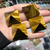 Natural Tiger'S Eye Jasper Crystal Pyramid with Golden-Brown Striations, Spiritual Stone for Home Decor, Reiki, Chakra Balancing