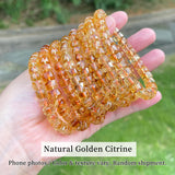 Natural Yellow Tower Crystal Faceted Wheel Bead Bracelet Citrine Quartz Jewelry for Women Men Handmade Boho Fashion Accessories