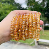 Natural Yellow Tower Crystal Faceted Wheel Bead Bracelet Citrine Quartz Jewelry for Women Men Handmade Boho Fashion Accessories