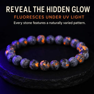Natural Yooperlite Stone Bracelet, Fluorescent Gemstone Stretch Bead Bracelet for Women and Men