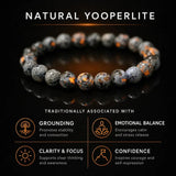 Natural Yooperlite Stone Bracelet, Fluorescent Gemstone Stretch Bead Bracelet for Women and Men