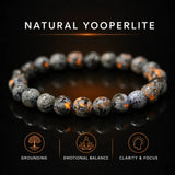 Natural Yooperlite Stone Bracelet, Fluorescent Gemstone Stretch Bead Bracelet for Women and Men