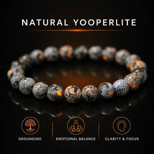 Natural Yooperlite Stone Bracelet, Fluorescent Gemstone Stretch Bead Bracelet for Women and Men