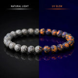 Natural Yooperlite Stone Bracelet, Fluorescent Gemstone Stretch Bead Bracelet for Women and Men