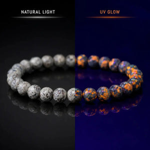 Natural Yooperlite Stone Bracelet, Fluorescent Gemstone Stretch Bead Bracelet for Women and Men