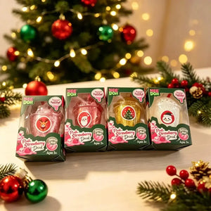 NeeDoh Christmas Holiday Pink Strawberry Drink Squishy Cup Glitter Sensory Stress Relief Toy