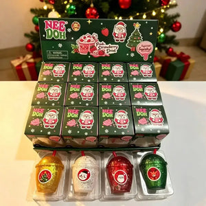 NeeDoh Christmas Holiday Pink Strawberry Drink Squishy Cup Glitter Sensory Stress Relief Toy