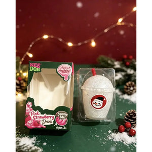 NeeDoh Christmas Holiday Pink Strawberry Drink Squishy Cup Glitter Sensory Stress Relief Toy