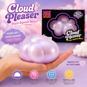NeeDoh Cloud Pleaser Squishy Cube, Slow Rising Sensory Stress Relief Fidget Toy