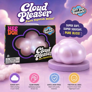 NeeDoh Cloud Pleaser Squishy Cube, Slow Rising Sensory Stress Relief Fidget Toy