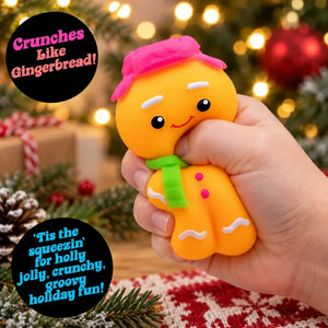 NeeDoh Ginger Glowman Crunchy Squishy Toy – Glow-in-the-Dark Holiday Stress Ball, 3.5 Inch