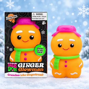 NeeDoh Ginger Glowman Crunchy Squishy Toy – Glow-in-the-Dark Holiday Stress Ball, 3.5 Inch