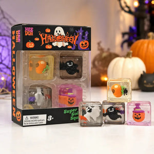 NeeDoh Halloween Teenie Nice Cube 4-Pack, Mini Squishy Sensory Fidget Toy Set