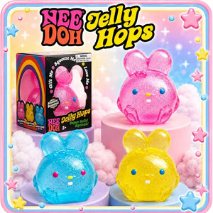 NeeDoh Jelly Hops Bunny Squishy Fidget Toy, Soft Gel Sensory Stress Relief Squeeze