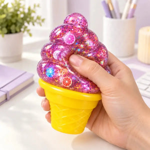 NeeDoh Nice Cream Cone Glitter Squishy Sensory Fidget Toy