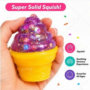 NeeDoh Nice Cream Cone Glitter Squishy Sensory Fidget Toy