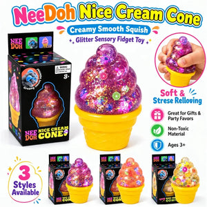 NeeDoh Nice Cream Cone Glitter Squishy Sensory Fidget Toy