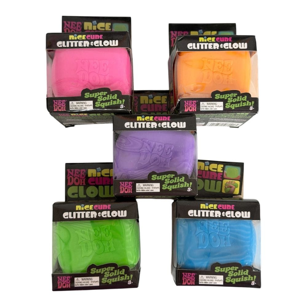 NeeDoh Nice Cube Glitter & Glow - Super Solid Satisfying Squishy Fidget Toy Ages 3+