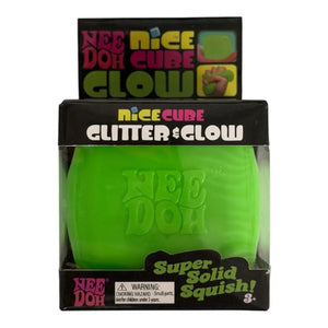 NeeDoh Nice Cube Glitter & Glow - Super Solid Satisfying Squishy Fidget Toy Ages 3+