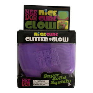 NeeDoh Nice Cube Glitter & Glow - Super Solid Satisfying Squishy Fidget Toy Ages 3+