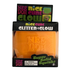 NeeDoh Nice Cube Glitter & Glow - Super Solid Satisfying Squishy Fidget Toy Ages 3+
