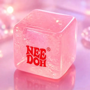 NeeDoh Nice Cube Glow in the Dark Squishy Fidget Toy, Slow Rising Glitter Sensory Stress Relief