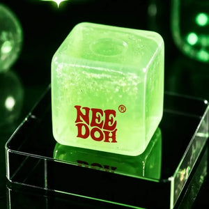NeeDoh Nice Cube Glow in the Dark Squishy Fidget Toy, Slow Rising Glitter Sensory Stress Relief