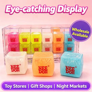 NeeDoh Nice Cube Glow in the Dark Squishy Fidget Toy, Slow Rising Glitter Sensory Stress Relief