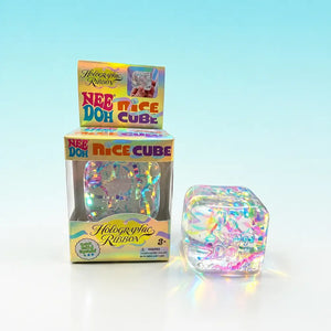 NeeDoh Nice Cube Holographic Ribbon Squishy Fidget Toy, Soft Sensory Stress Relief Squeeze