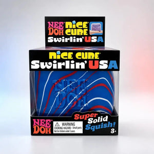 NeeDoh Nice Cube Swirlin’ USA Limited Edition Squishy Fidget Toy, Swirling Sensory Squeeze
