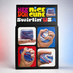 NeeDoh Nice Cube Swirlin’ USA Limited Edition Squishy Fidget Toy, Swirling Sensory Squeeze